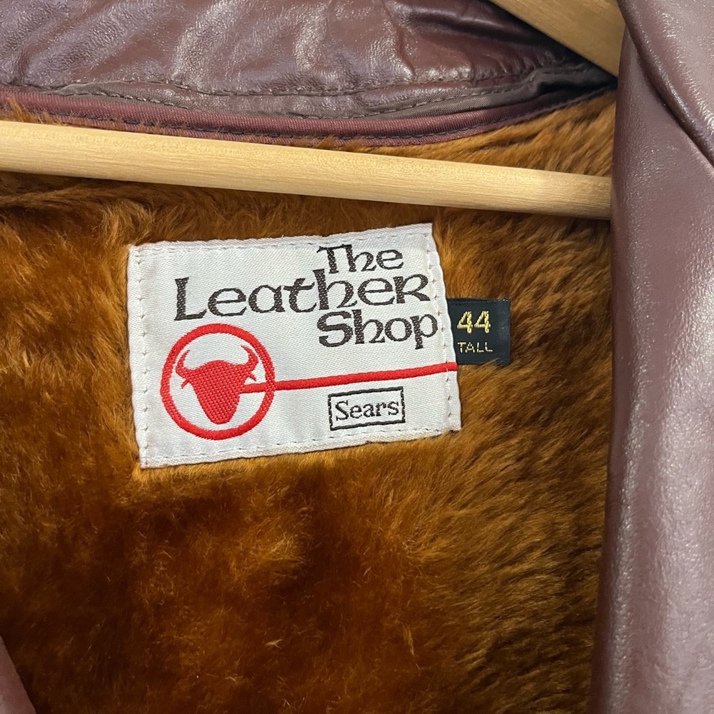Vintage Sears Leather Shop Mens Brown Leather Jacket 44 Tall - Picture 2 of 6